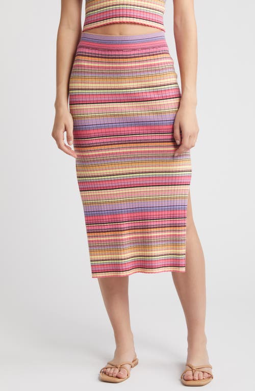 Shop Rip Curl Palapa Rib Midi Skirt In Pink Multi