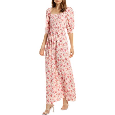 Something Navy Smocked Maxi Dress, Ivory (Nordstrom Exclusive)
