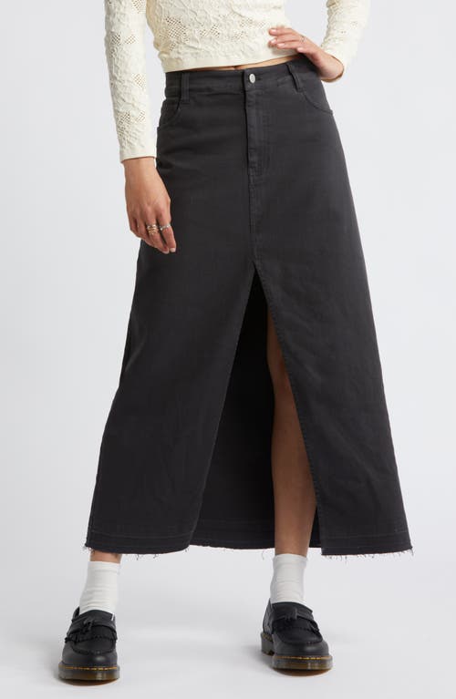 Bp. Raw Hem Stretch Twill A-line Skirt In Black Night