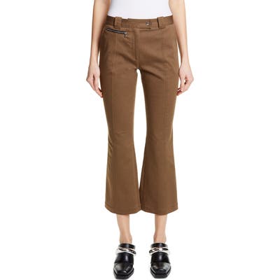 Proenza Schouler Crop Flare Twill Pants, Green