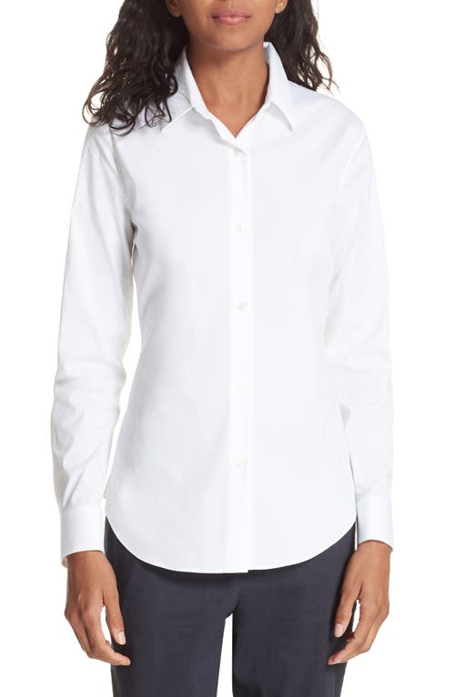 Theory Tenia Cotton Blend Blouse White at Nordstrom,