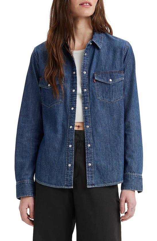 Shop Levi's Iconic Western Snap-up Shirt In Air Space