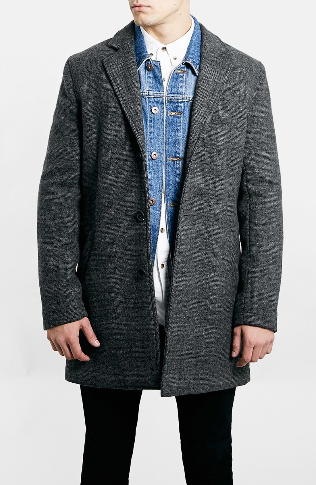 Topman Glen Plaid Wool Blend Car Coat | Nordstrom