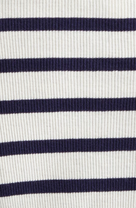 Shop Nili Lotan Jordan Stripe Long Sleeve Henley In Ivory/ Navy Stripe