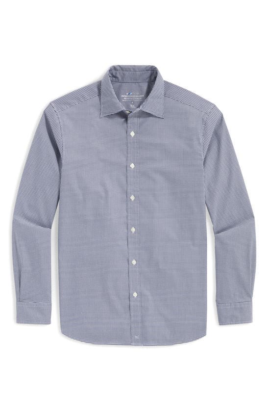 Shop Vineyard Vines Gingham On-the-go Brrrº Button-up Shirt In Blue Blazr Plaid