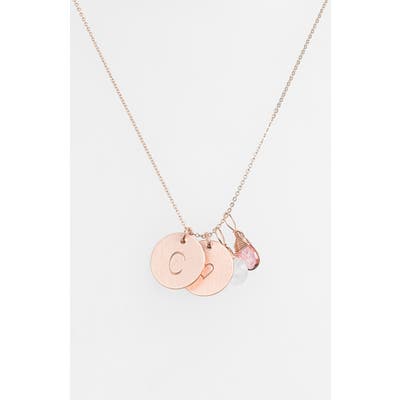 Nashelle 14K-Gold Fill Heart Disc, Moonstone & Pink Quartz Initial Necklace