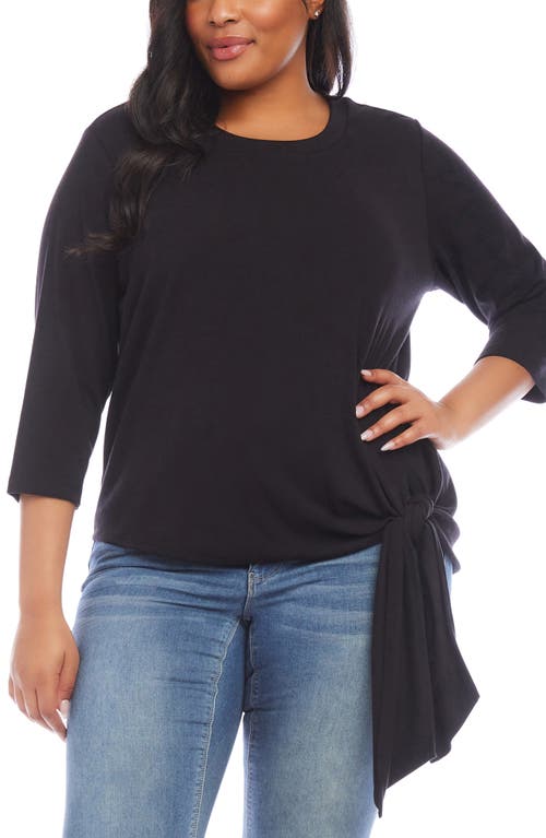 Shop Karen Kane Tie Hem Hemp & Organic Cotton Blend Top In Black