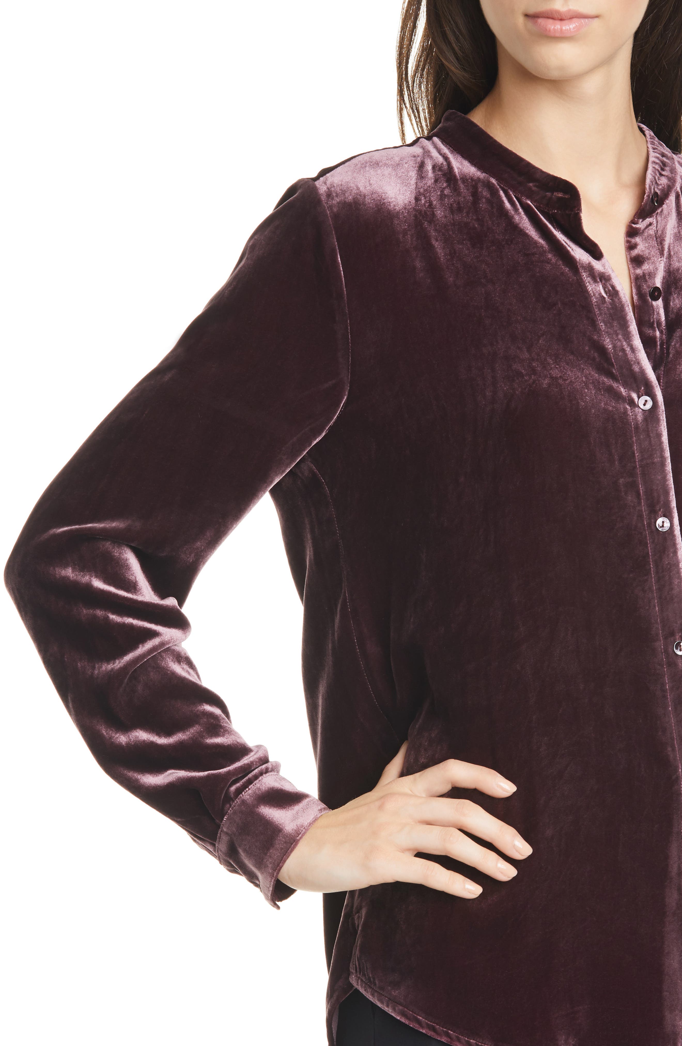 eileen fisher long velvet shirt