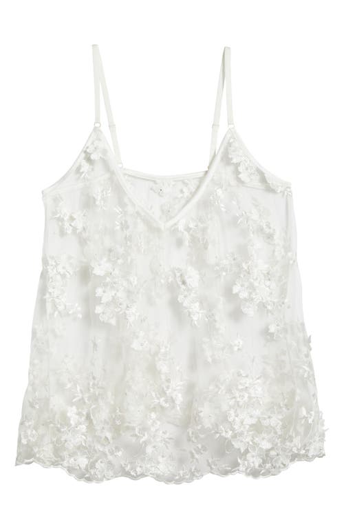 Embroidered Mesh Chemise in White