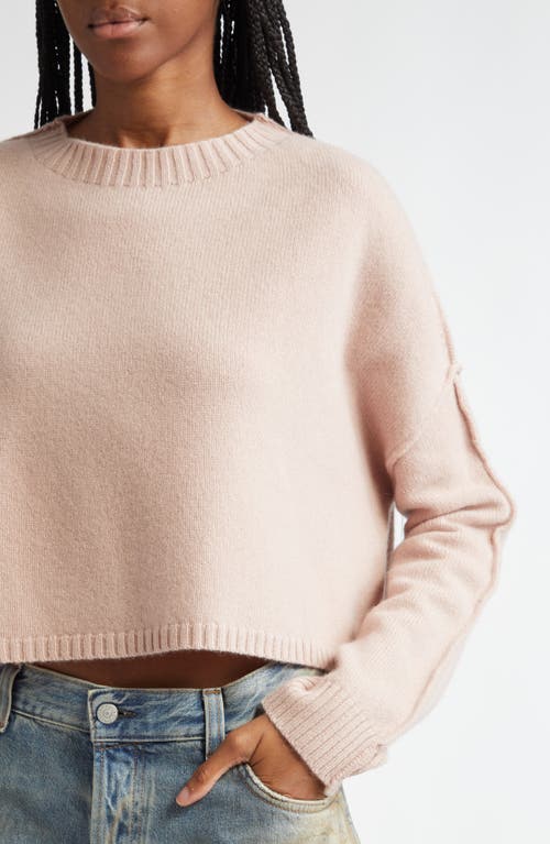 Shop Acne Studios Karat Cool Wool & Cashmere Crop Sweater In Dusty Pink