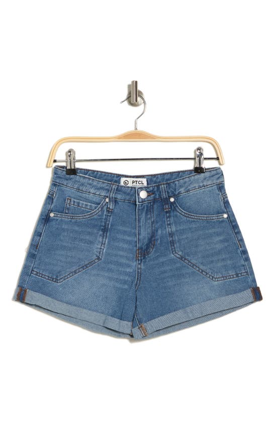Shop Ptcl Roll Cuff Denim Shorts In Med Wash