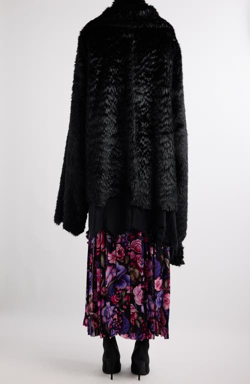 Balenciaga Deconstructed Asymmetric Faux Fur Jacket In 1000 Black