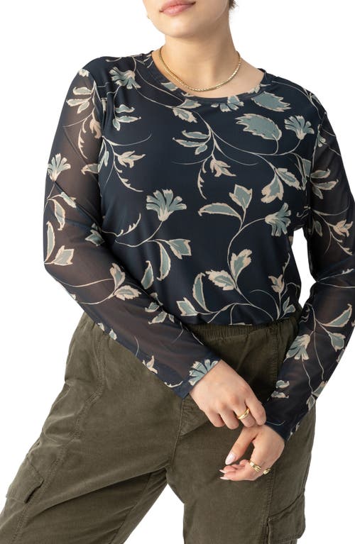 SANCTUARY SANCTUARY PERFECT FLORAL LONG SLEEVE MESH T-SHIRT 