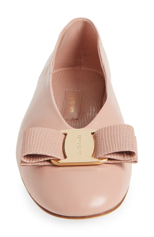 Shop Ferragamo Vanna Bow Ballet Flat In Rose