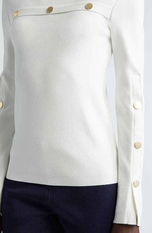 St John St. John Collection Medallion Trim Crewneck Sweater In Optic White