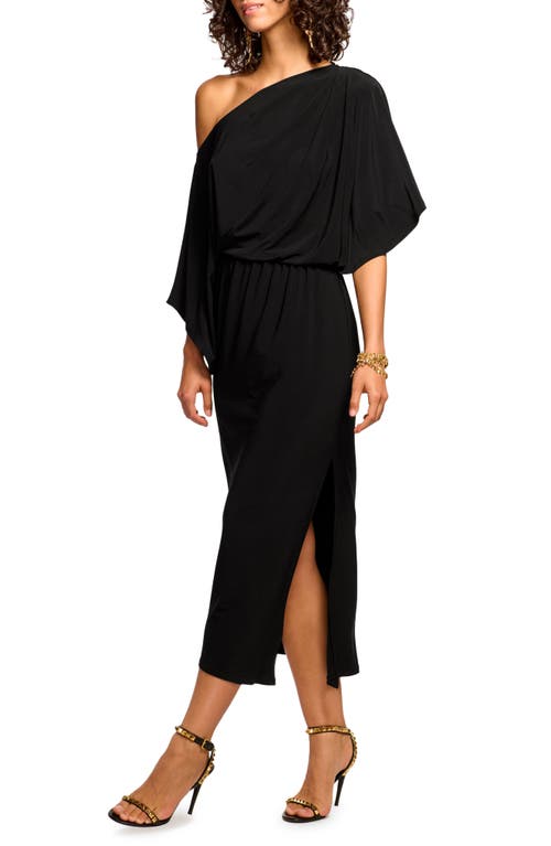 Shop Ramy Brook Carlina One-shoulder Midi Dress In Black