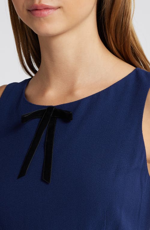 Shop Charles Henry Bow Neck Fit & Flare Minidress In Navy