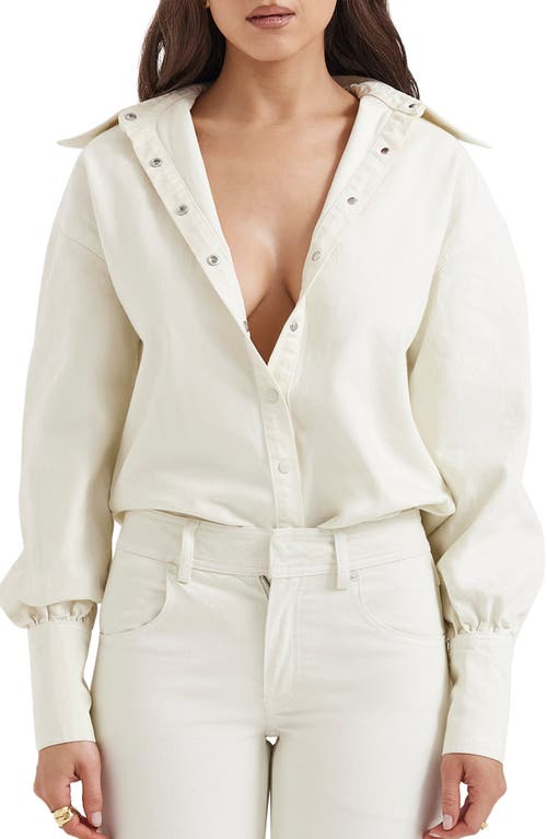 HOUSE OF CB Zuri Loose Fit Shirt Ivory at Nordstrom,