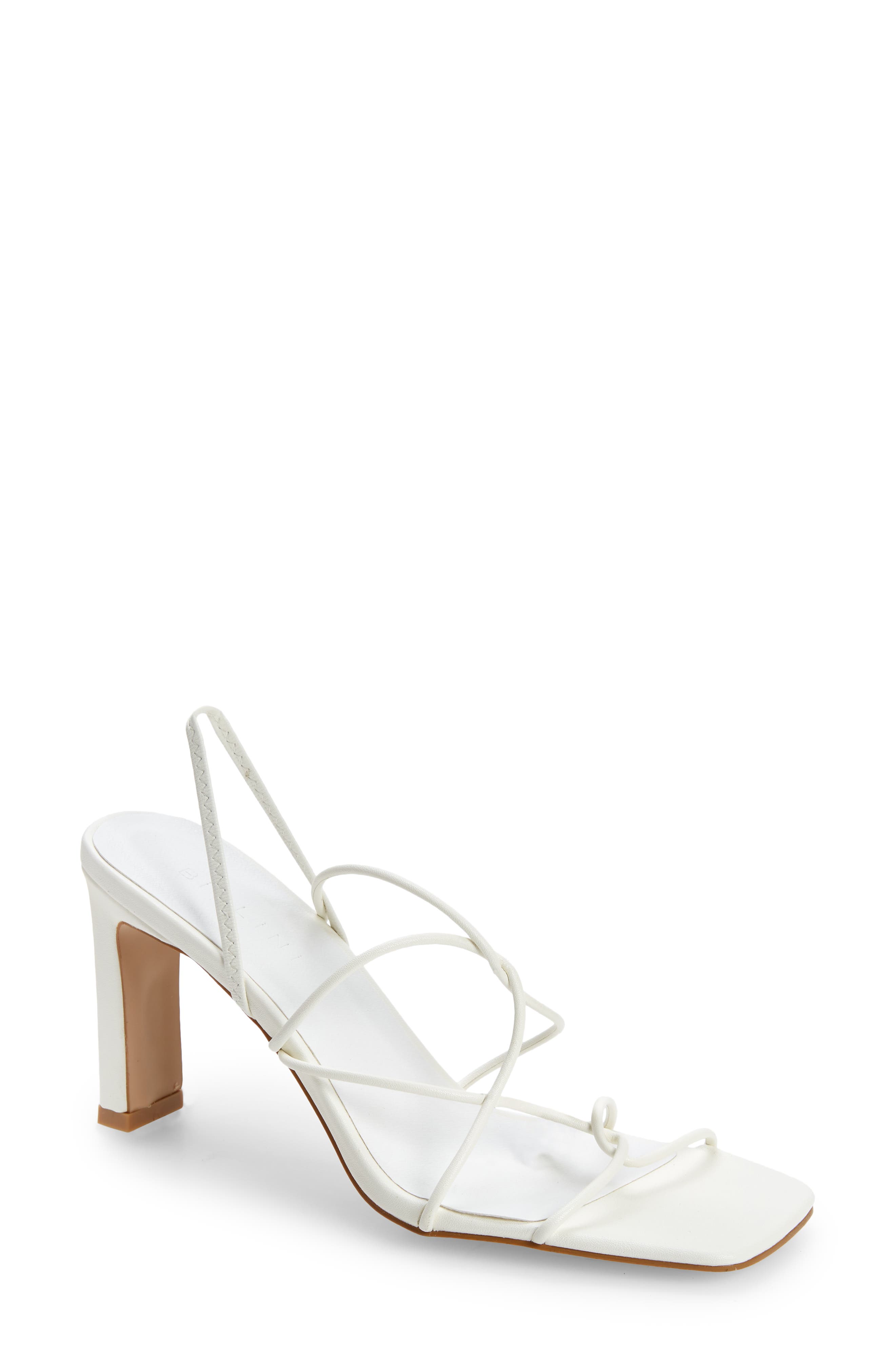 white strappy mid heels