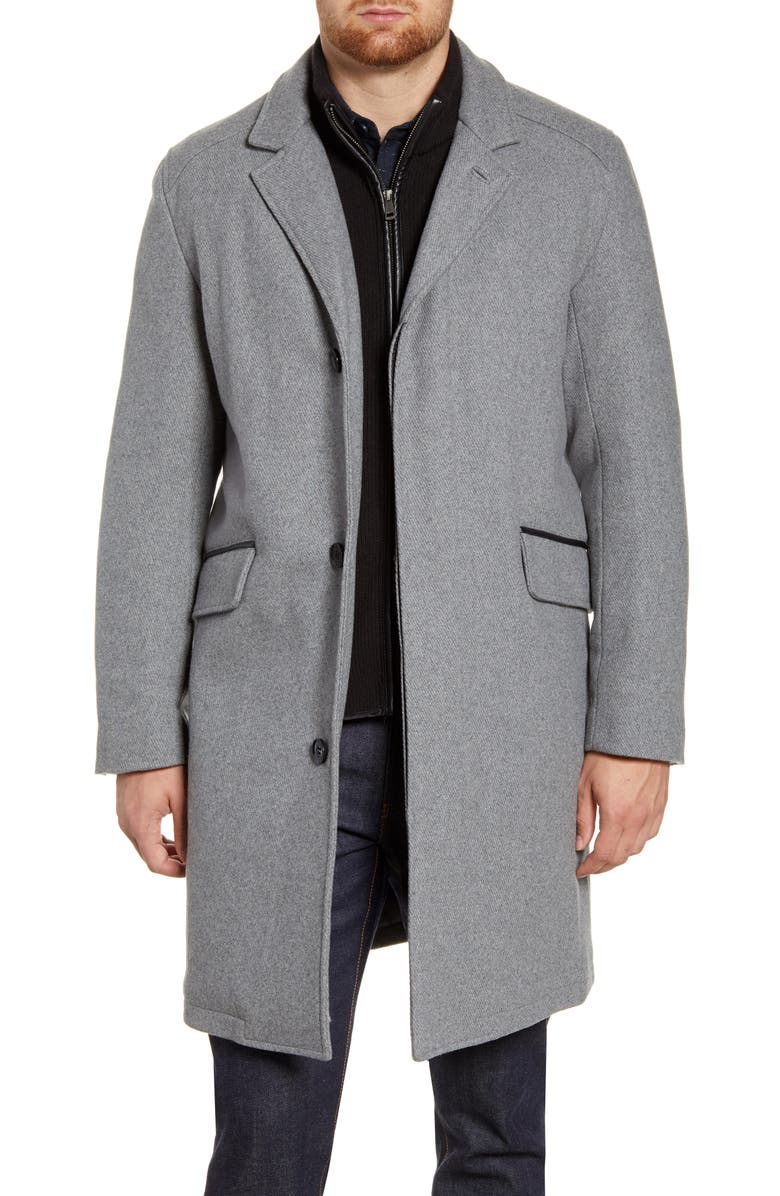 Cole Haan Signature Wool Blend Topcoat with Interior Knit Bib | Nordstrom