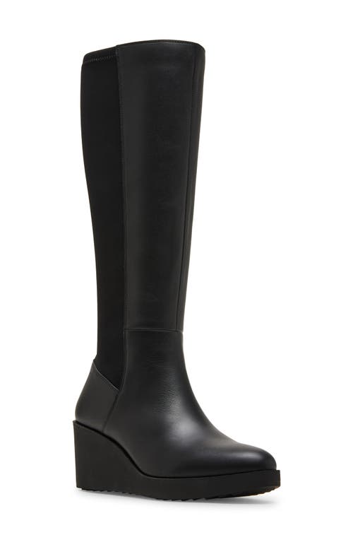 Shop Blondo Monique Waterproof Wedge Boot In Black Leather/stretch