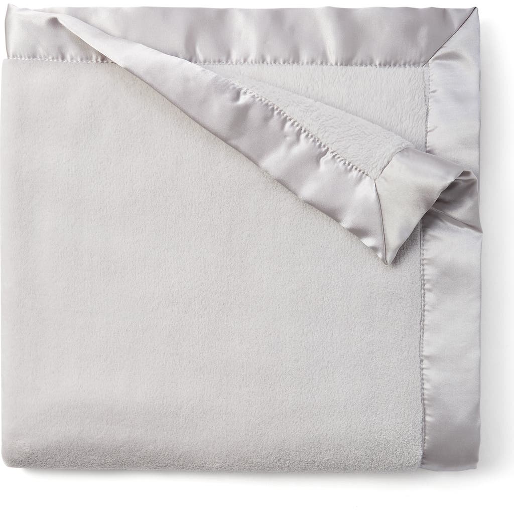 Elegant Baby Satin Trim Fleece Blanket In Gray