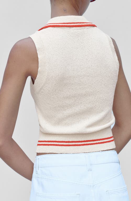 Mango Stripe Sleeveless Sweater Vest In Ecru