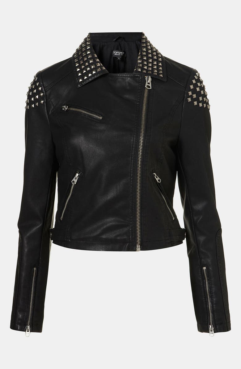 Topshop Studded Faux Leather Biker Jacket | Nordstrom