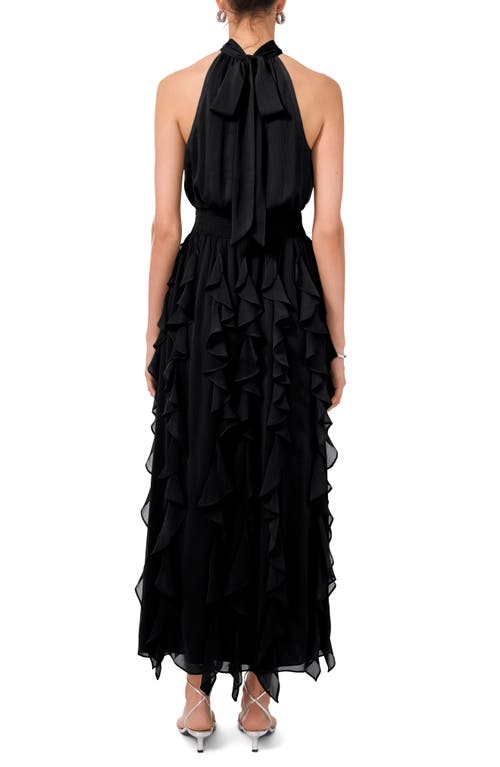 Shop 1.state Cascade Ruffle Chiffon Maxi Dress In Rich Black