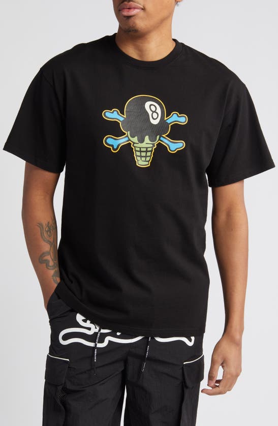Shop Icecream Eight-ball Cotton Graphic T-shirt In Black