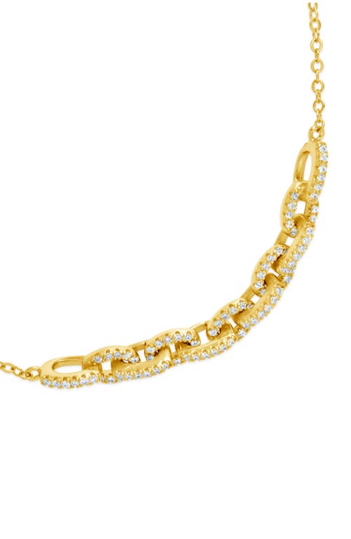 Sterling Forever Harley Cz Interlocking Chain Bracelet In Gold