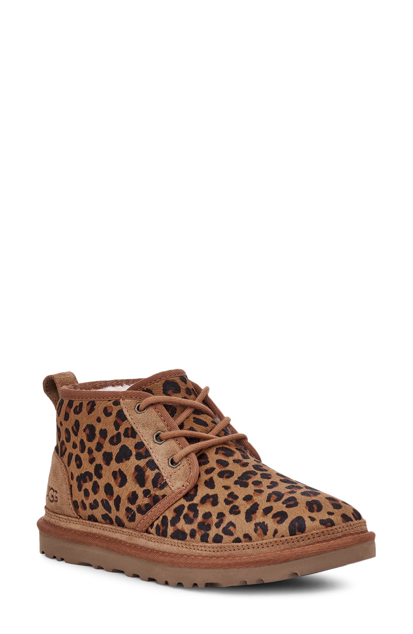 Ugg Neumel Faux Fur Lined Chukka Boot In Leopard Print Suede