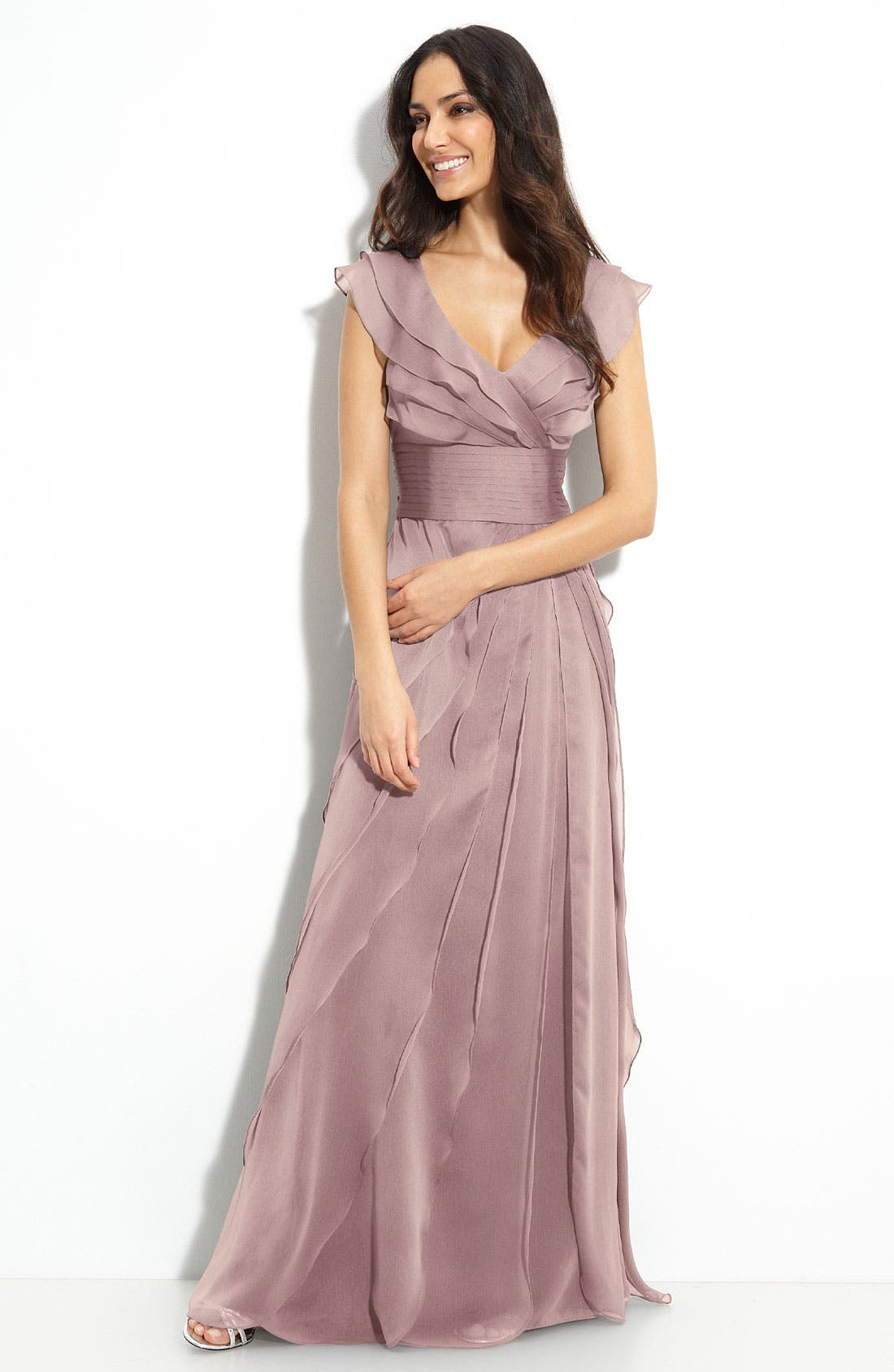 adrianna papell tiered chiffon dress