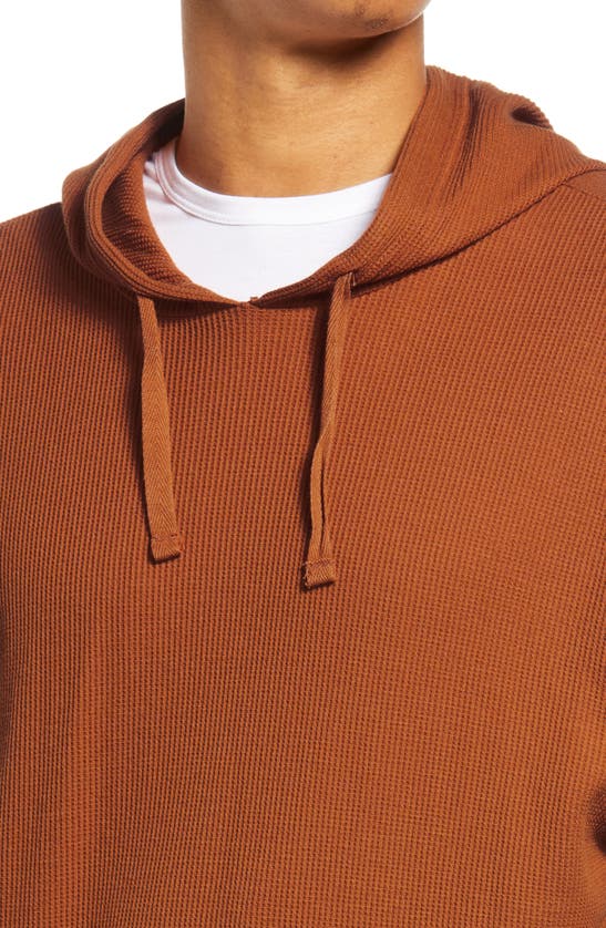 Shop Bp. Cotton Blend Thermal Hoodie In Rust Pottery