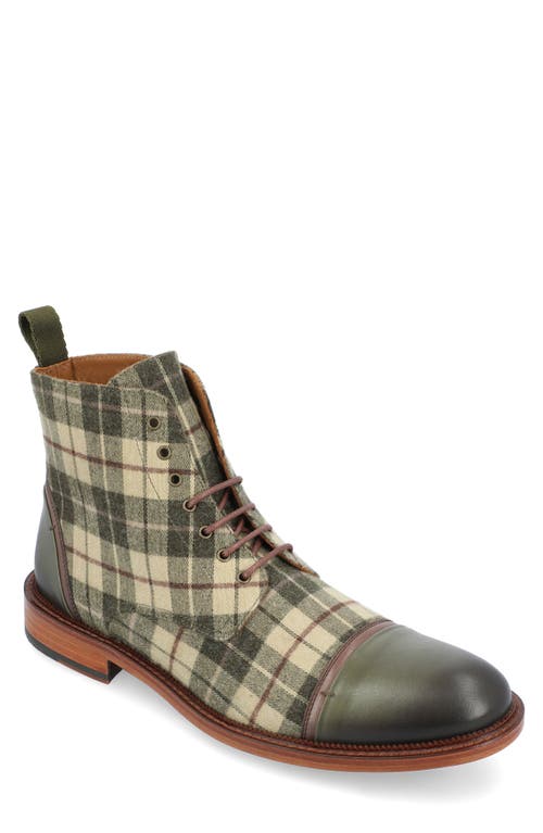 TAFT The Jack Lace-Up Cap Toe Boot Green Plaid at Nordstrom,