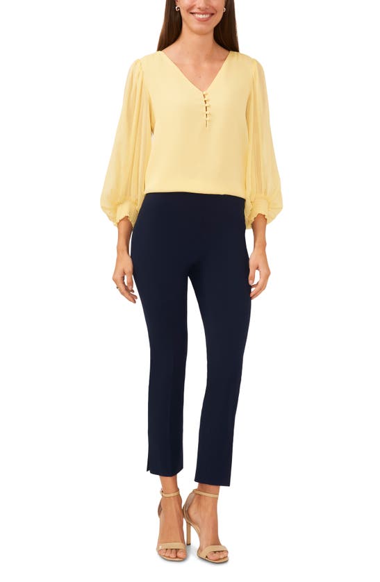 Halogen Blouson Sleeve V-neck Popover Top In Sunshine