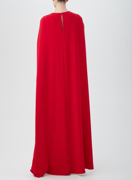 Trina Turk Masquerade Trapeze Cape Gown In Red Spark