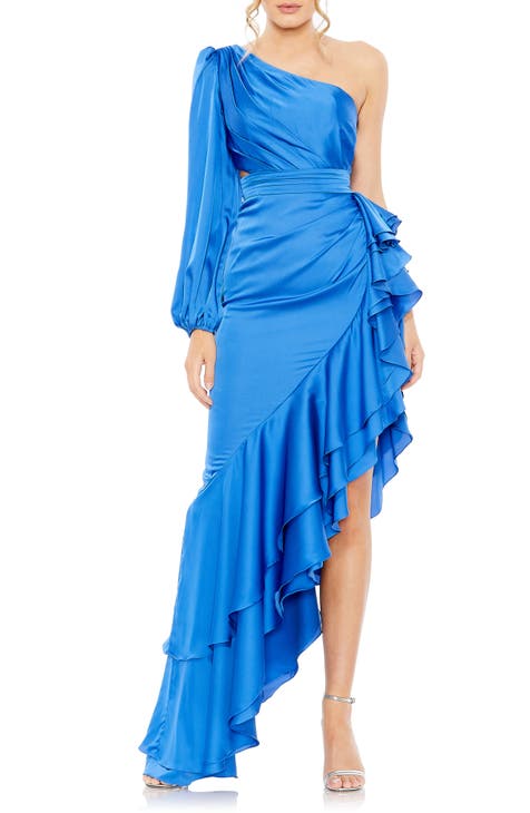 Veda Strappy Back Ruffle Midi Dress Floral Blue