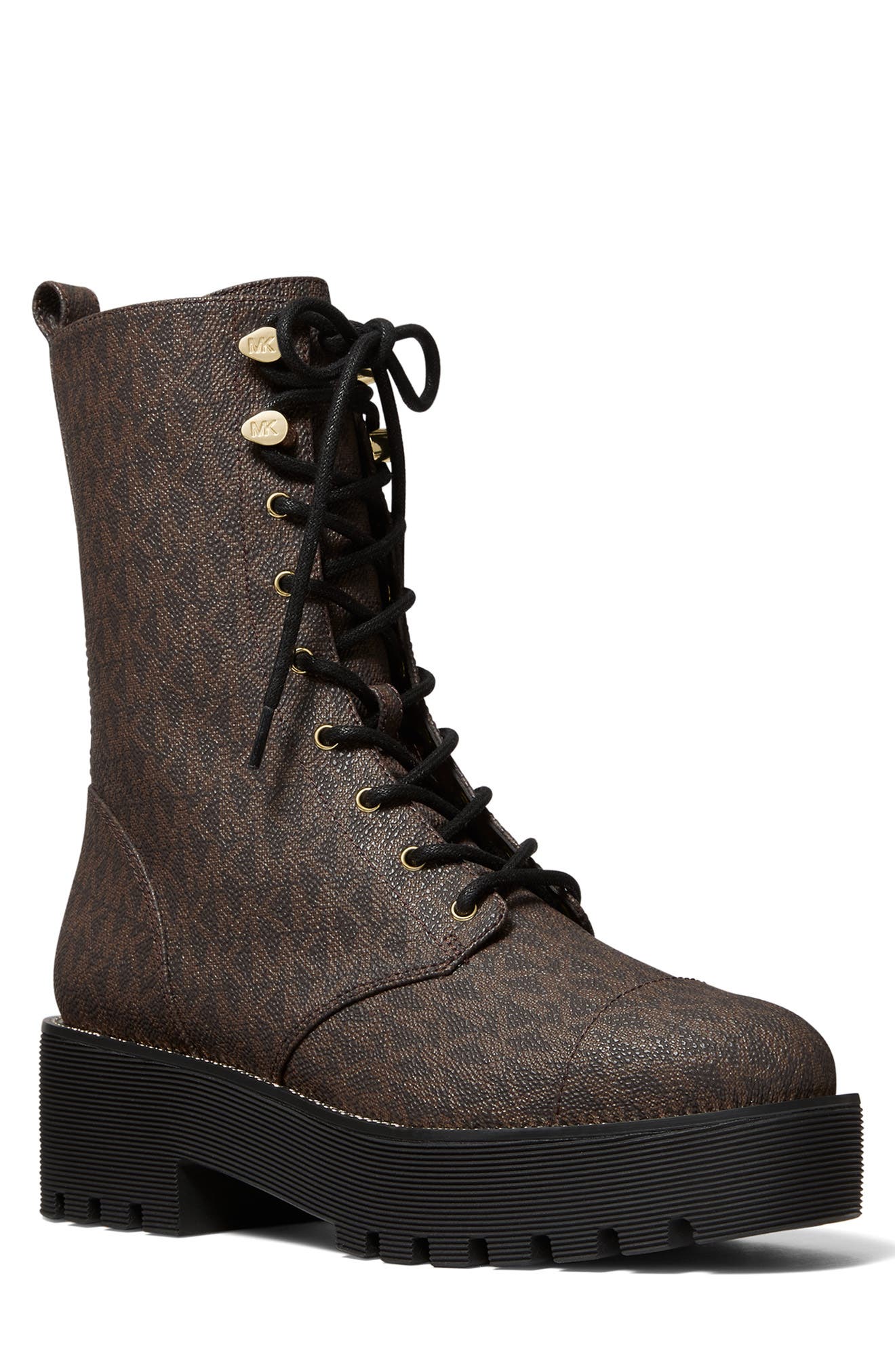 brown platform combat boots