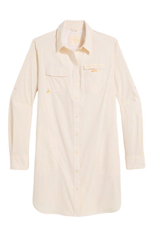 Shop Vineyard Vines Harbor Stripe Long Sleeve Cover-up Shirtdress In  White