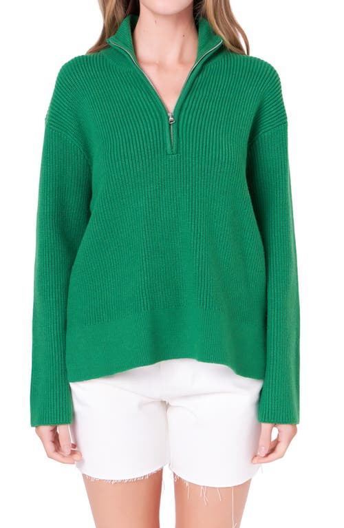 English Factory Half Zip Rib Sweater at Nordstrom,