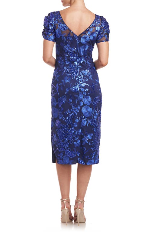 Shop Js Collections Clover Sequin Cocktail Dress In Navy/royal Blue