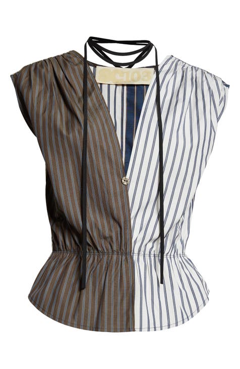 Stripe Back Woven Top main image 0