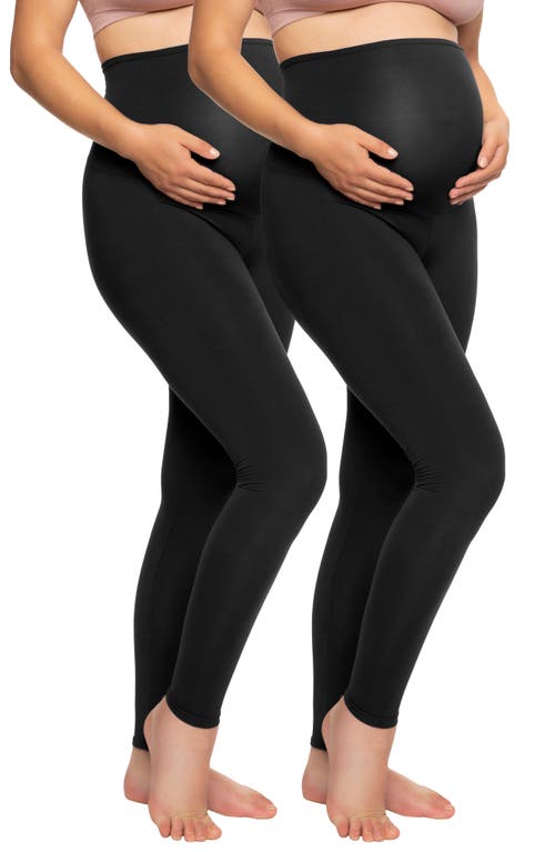 Shop Felina 2-pack Maternity Leggings In Black/black