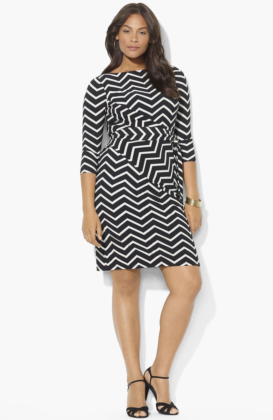 Lauren Ralph Lauren Print Side Tie Matte Jersey Dress (Plus) Nordstrom