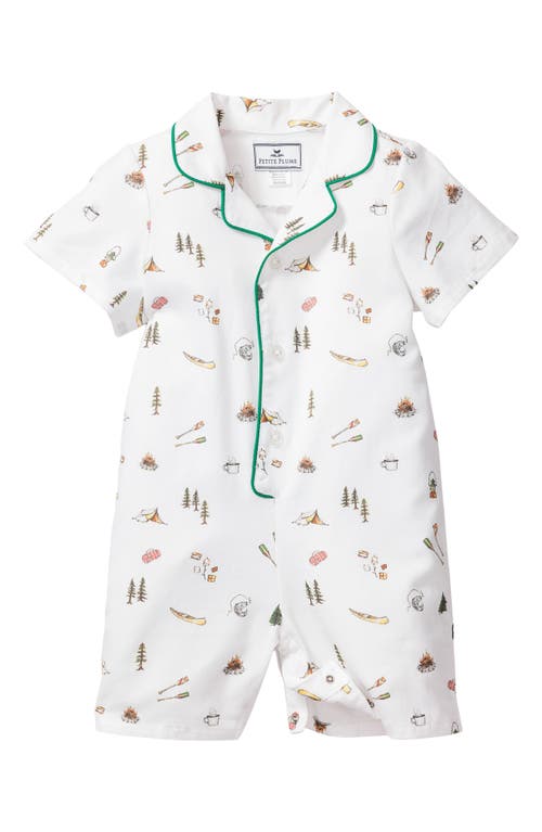 Petite Plume Piped Cotton Blend One-Piece Pajamas at Nordstrom