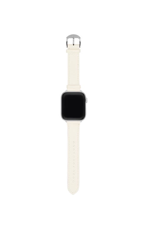 Hyer Goods Upcycled Leather Apple Watch Band In White/silver