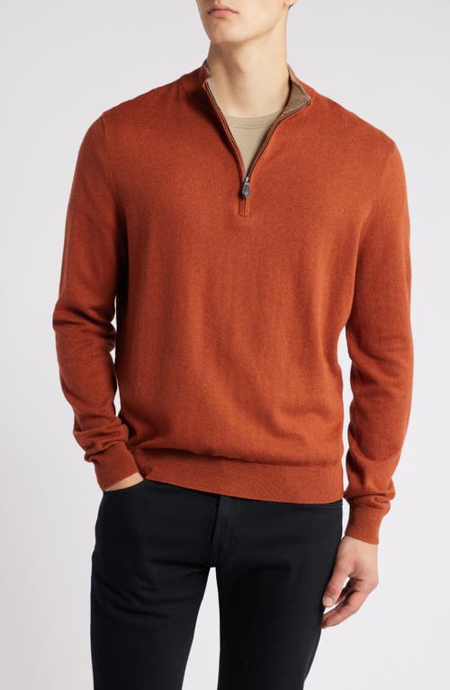 Shop Scott Barber Cotton & Cashmere Quarter Zip Sweater In Spice