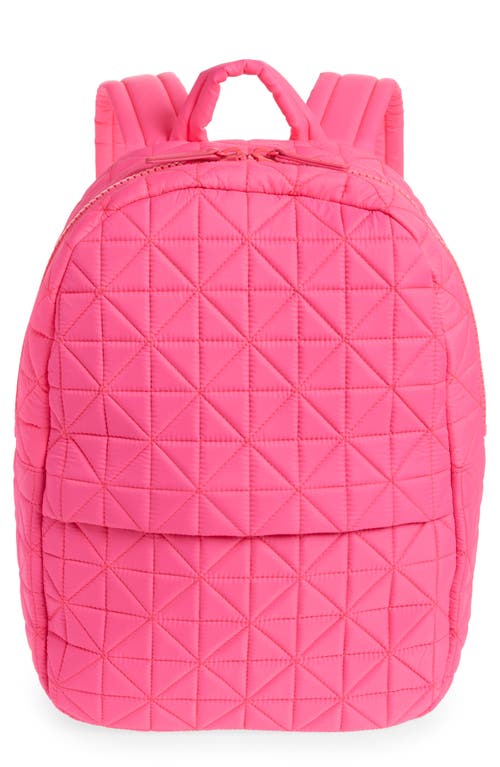 Vee Water Repellent Quilted Nylon Backpack in Neon Pink