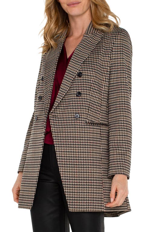 Shop Liverpool Houndstooth Double Breasted Coat In Black Tan Houndstooth